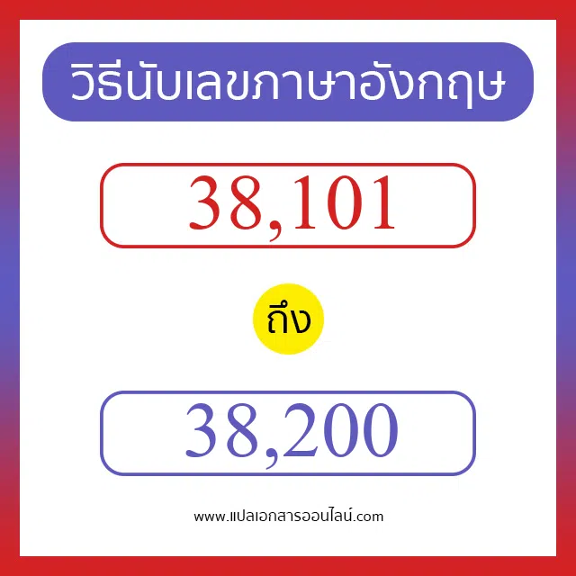 วิธีนับตัวเลขภาษาอังกฤษ 38101 ถึง 38200 เอาไว้คุยกับชาวต่างชาติ