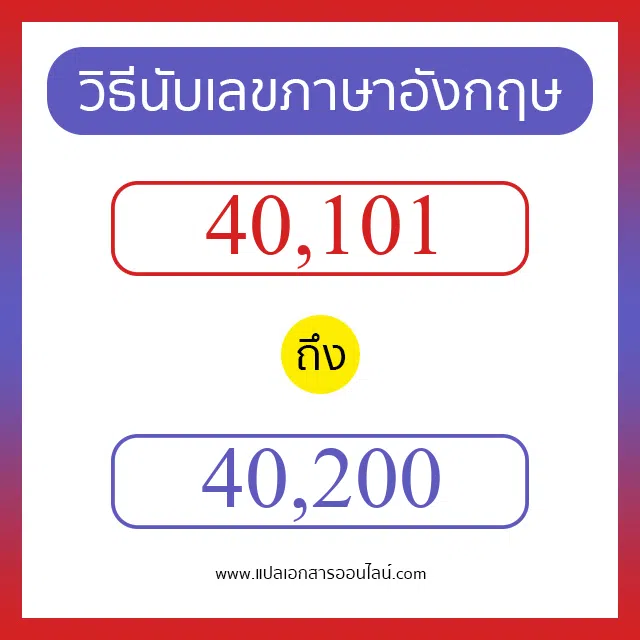 วิธีนับตัวเลขภาษาอังกฤษ 40101 ถึง 40200 เอาไว้คุยกับชาวต่างชาติ