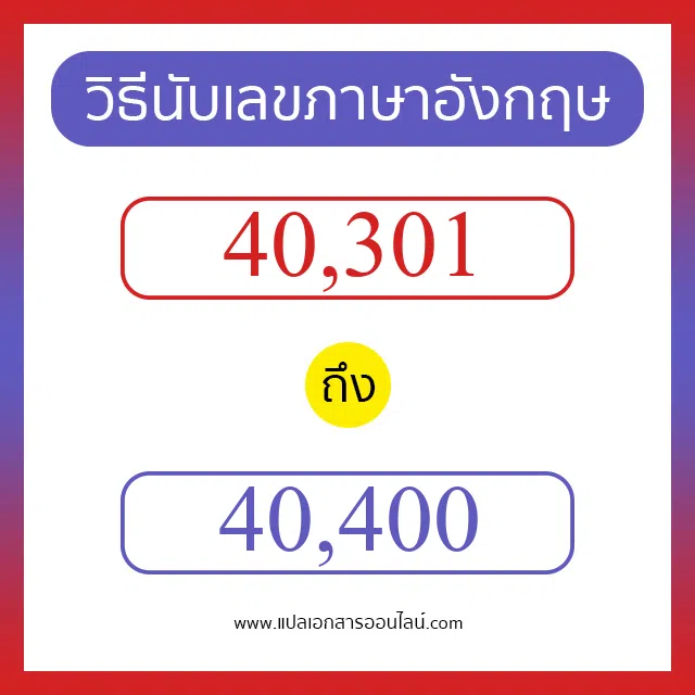 วิธีนับตัวเลขภาษาอังกฤษ 40301 ถึง 40400 เอาไว้คุยกับชาวต่างชาติ