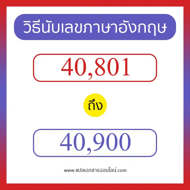 วิธีนับตัวเลขภาษาอังกฤษ 40801 ถึง 40900 เอาไว้คุยกับชาวต่างชาติ