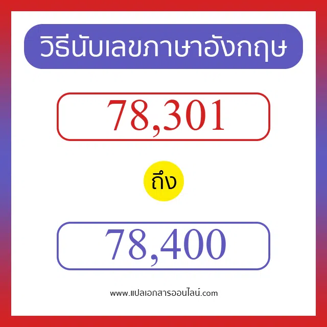 วิธีนับตัวเลขภาษาอังกฤษ 78301 ถึง 78400 เอาไว้คุยกับชาวต่างชาติ