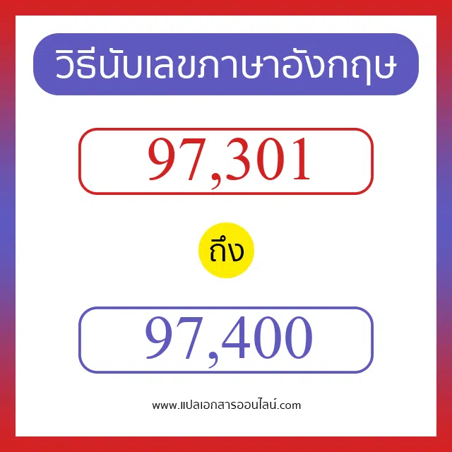 วิธีนับตัวเลขภาษาอังกฤษ 97301 ถึง 97400 เอาไว้คุยกับชาวต่างชาติ