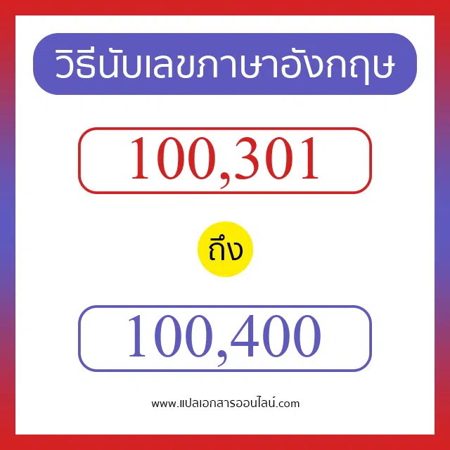 วิธีนับตัวเลขภาษาอังกฤษ 100301 ถึง 100400 เอาไว้คุยกับชาวต่างชาติ