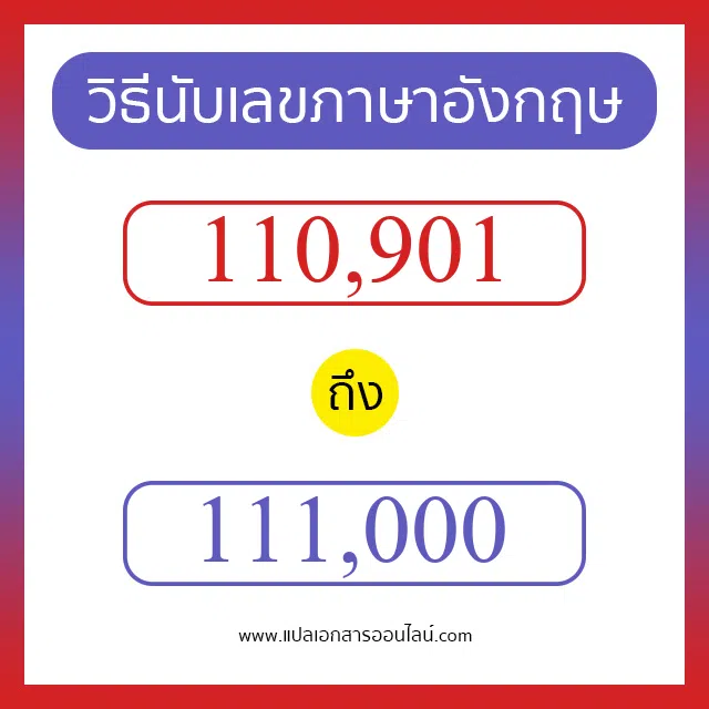 วิธีนับตัวเลขภาษาอังกฤษ 110901 ถึง 111000 เอาไว้คุยกับชาวต่างชาติ
