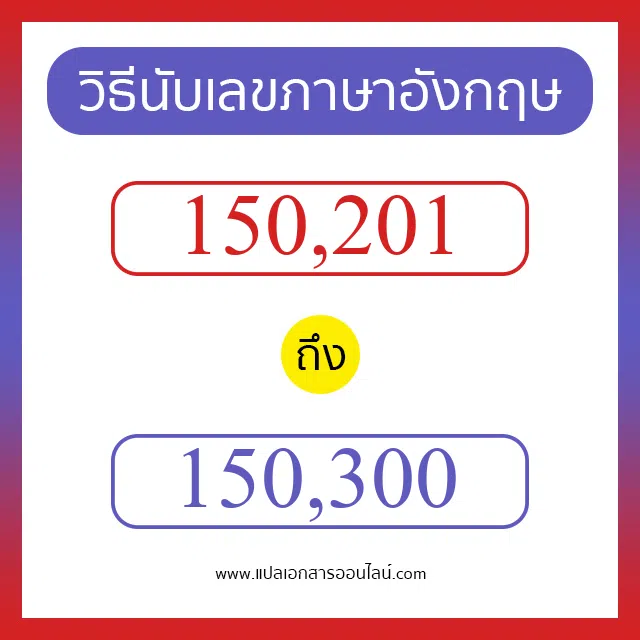 วิธีนับตัวเลขภาษาอังกฤษ 150201 ถึง 150300 เอาไว้คุยกับชาวต่างชาติ