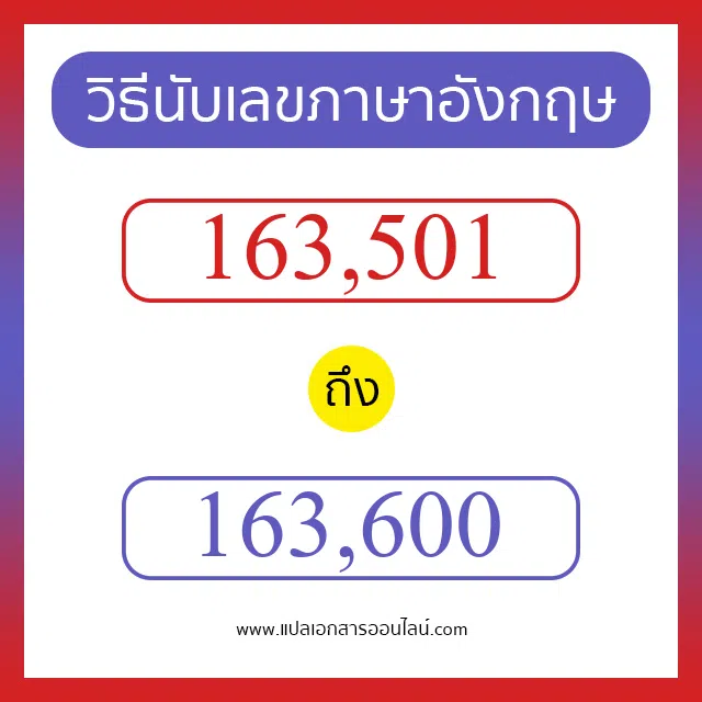 วิธีนับตัวเลขภาษาอังกฤษ 163501 ถึง 163600 เอาไว้คุยกับชาวต่างชาติ