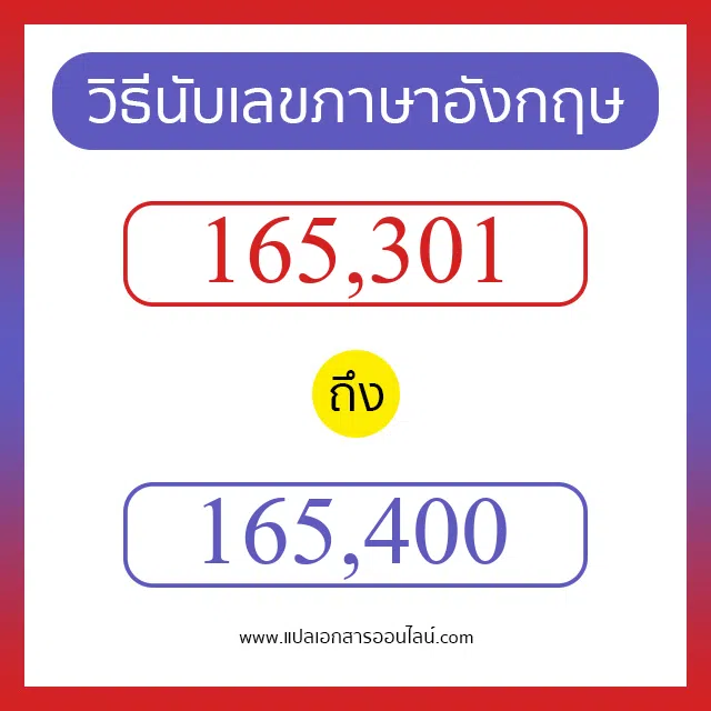 วิธีนับตัวเลขภาษาอังกฤษ 165301 ถึง 165400 เอาไว้คุยกับชาวต่างชาติ