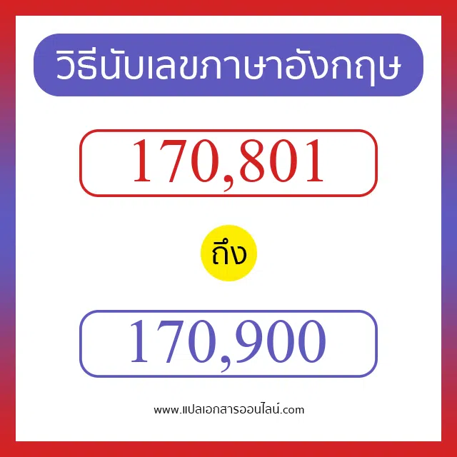 วิธีนับตัวเลขภาษาอังกฤษ 170801 ถึง 170900 เอาไว้คุยกับชาวต่างชาติ