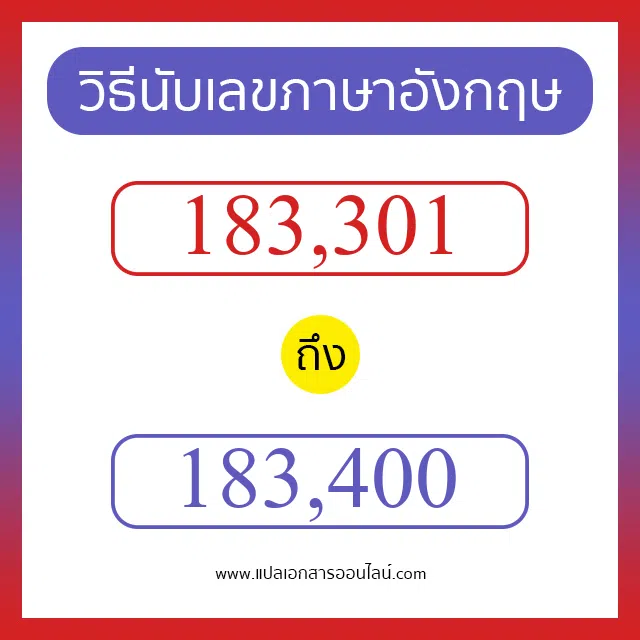 วิธีนับตัวเลขภาษาอังกฤษ 183301 ถึง 183400 เอาไว้คุยกับชาวต่างชาติ