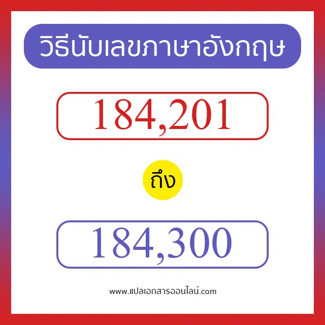 วิธีนับตัวเลขภาษาอังกฤษ 184201 ถึง 184300 เอาไว้คุยกับชาวต่างชาติ