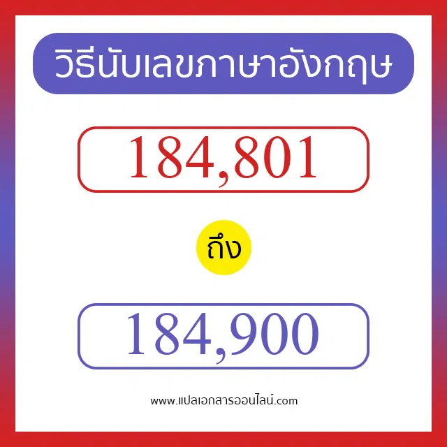 วิธีนับตัวเลขภาษาอังกฤษ 184801 ถึง 184900 เอาไว้คุยกับชาวต่างชาติ