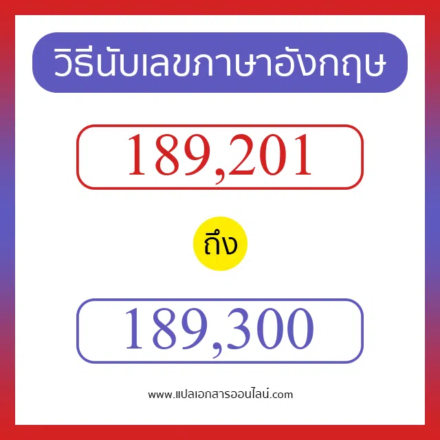วิธีนับตัวเลขภาษาอังกฤษ 189201 ถึง 189300 เอาไว้คุยกับชาวต่างชาติ