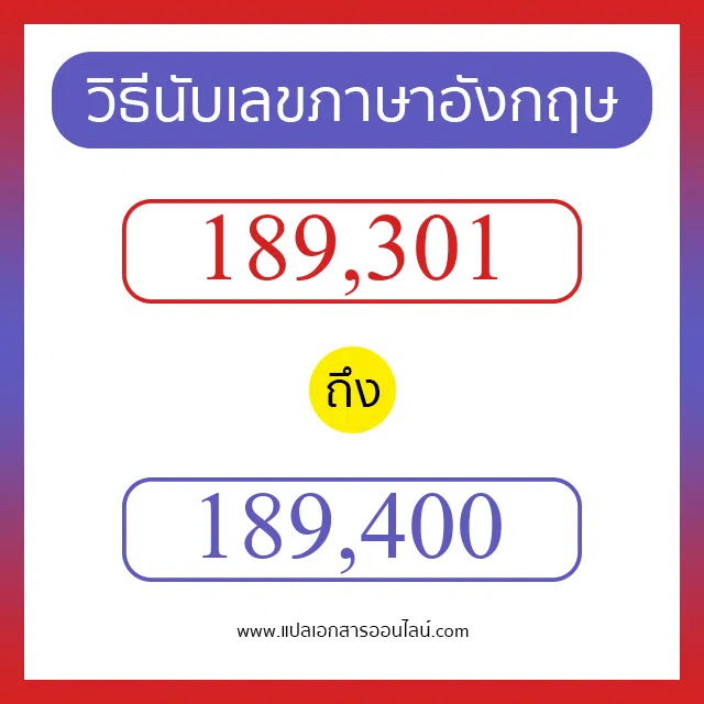 วิธีนับตัวเลขภาษาอังกฤษ 189301 ถึง 189400 เอาไว้คุยกับชาวต่างชาติ