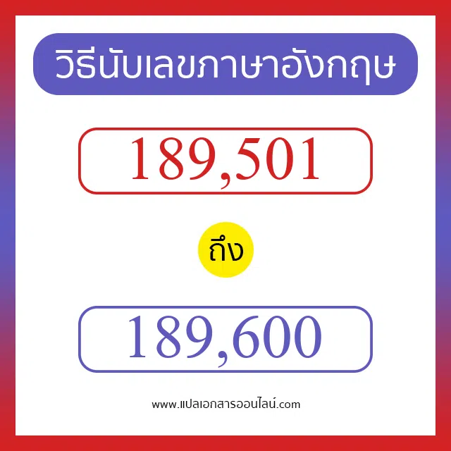 วิธีนับตัวเลขภาษาอังกฤษ 189501 ถึง 189600 เอาไว้คุยกับชาวต่างชาติ