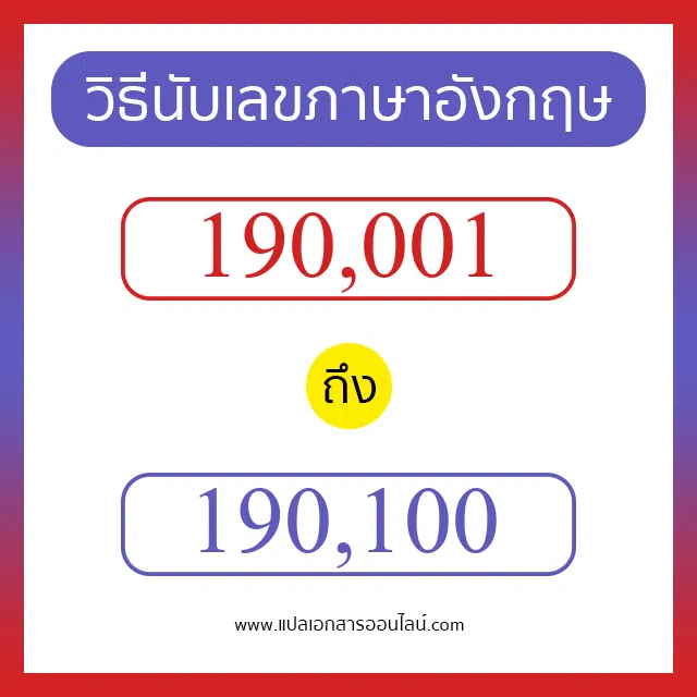 วิธีนับตัวเลขภาษาอังกฤษ 190001 ถึง 190100 เอาไว้คุยกับชาวต่างชาติ