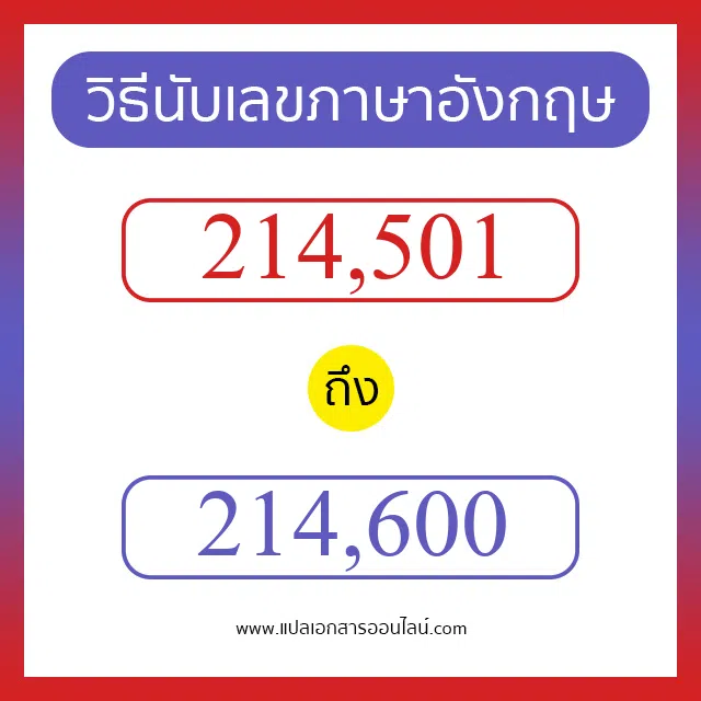 วิธีนับตัวเลขภาษาอังกฤษ 214501 ถึง 214600 เอาไว้คุยกับชาวต่างชาติ