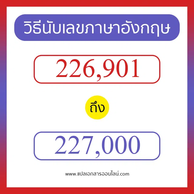 วิธีนับตัวเลขภาษาอังกฤษ 226901 ถึง 227000 เอาไว้คุยกับชาวต่างชาติ