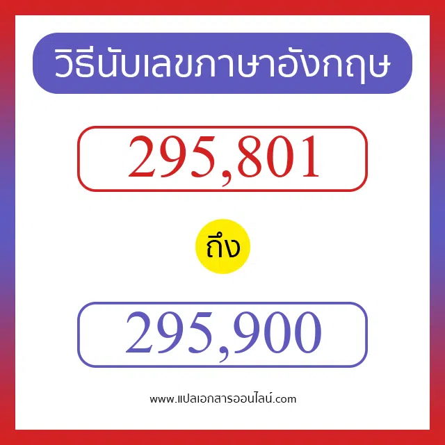 วิธีนับตัวเลขภาษาอังกฤษ 295801 ถึง 295900 เอาไว้คุยกับชาวต่างชาติ
