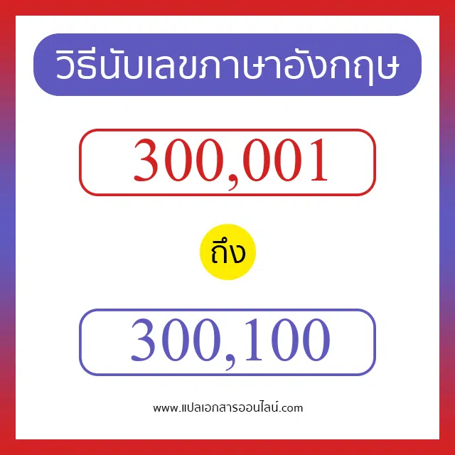 วิธีนับตัวเลขภาษาอังกฤษ 300001 ถึง 300100 เอาไว้คุยกับชาวต่างชาติ