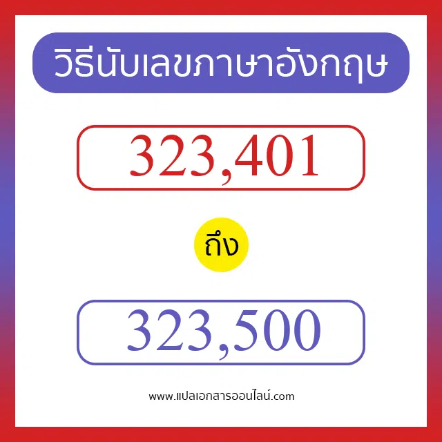 วิธีนับตัวเลขภาษาอังกฤษ 323401 ถึง 323500 เอาไว้คุยกับชาวต่างชาติ