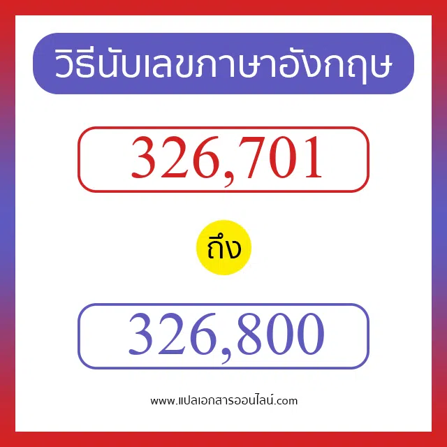 วิธีนับตัวเลขภาษาอังกฤษ 326701 ถึง 326800 เอาไว้คุยกับชาวต่างชาติ