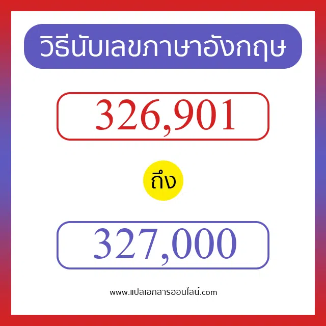 วิธีนับตัวเลขภาษาอังกฤษ 326901 ถึง 327000 เอาไว้คุยกับชาวต่างชาติ