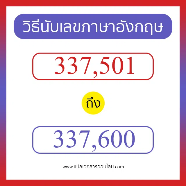 วิธีนับตัวเลขภาษาอังกฤษ 337501 ถึง 337600 เอาไว้คุยกับชาวต่างชาติ