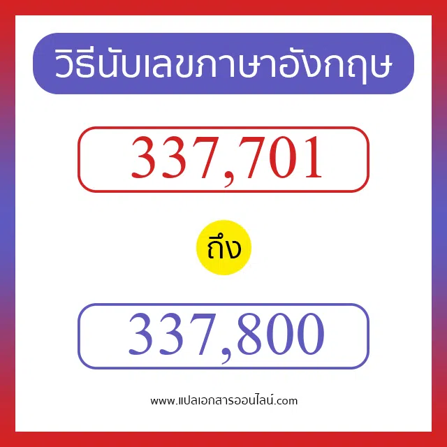 วิธีนับตัวเลขภาษาอังกฤษ 337701 ถึง 337800 เอาไว้คุยกับชาวต่างชาติ