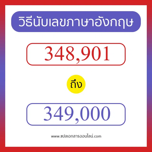 วิธีนับตัวเลขภาษาอังกฤษ 348901 ถึง 349000 เอาไว้คุยกับชาวต่างชาติ