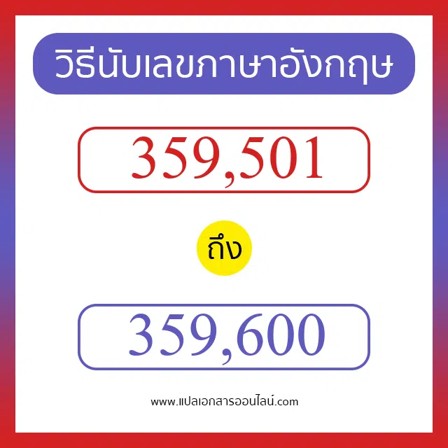 วิธีนับตัวเลขภาษาอังกฤษ 359501 ถึง 359600 เอาไว้คุยกับชาวต่างชาติ