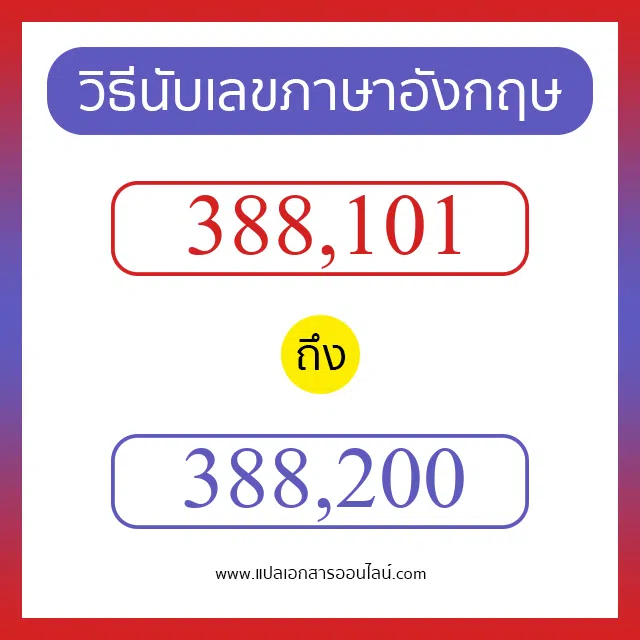 วิธีนับตัวเลขภาษาอังกฤษ 388101 ถึง 388200 เอาไว้คุยกับชาวต่างชาติ