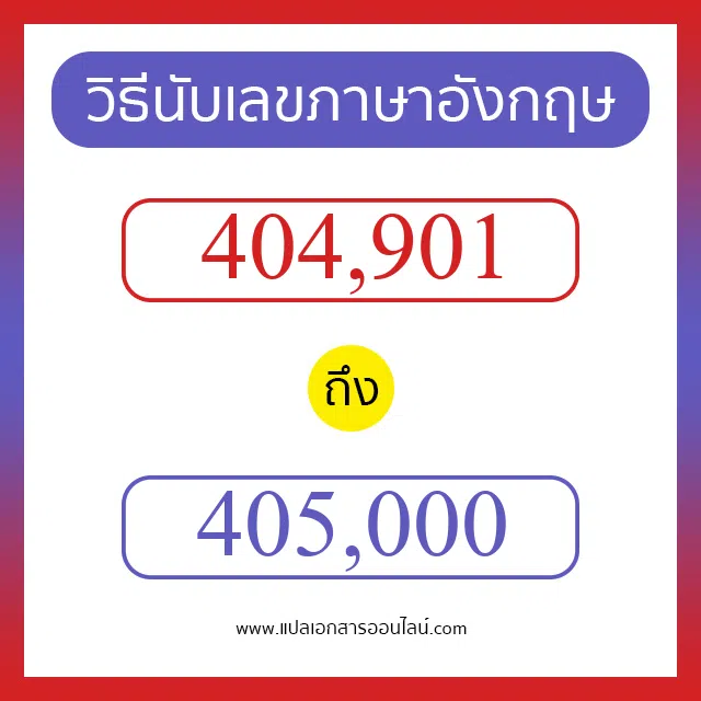 วิธีนับตัวเลขภาษาอังกฤษ 404901 ถึง 405000 เอาไว้คุยกับชาวต่างชาติ
