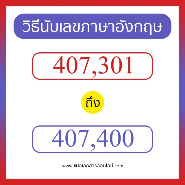 วิธีนับตัวเลขภาษาอังกฤษ 407301 ถึง 407400 เอาไว้คุยกับชาวต่างชาติ