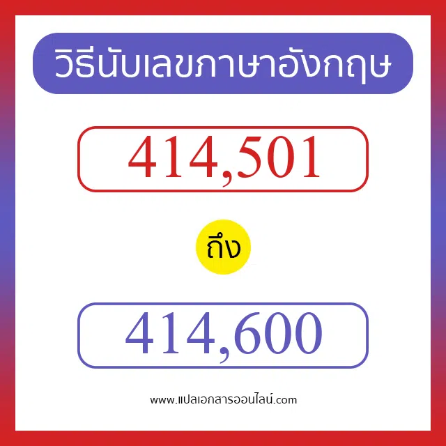 วิธีนับตัวเลขภาษาอังกฤษ 414501 ถึง 414600 เอาไว้คุยกับชาวต่างชาติ