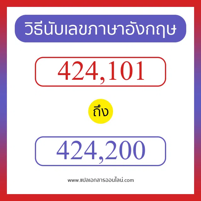 วิธีนับตัวเลขภาษาอังกฤษ 424101 ถึง 424200 เอาไว้คุยกับชาวต่างชาติ