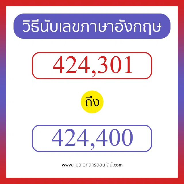 วิธีนับตัวเลขภาษาอังกฤษ 424301 ถึง 424400 เอาไว้คุยกับชาวต่างชาติ