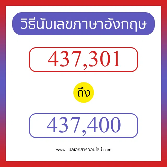 วิธีนับตัวเลขภาษาอังกฤษ 437301 ถึง 437400 เอาไว้คุยกับชาวต่างชาติ