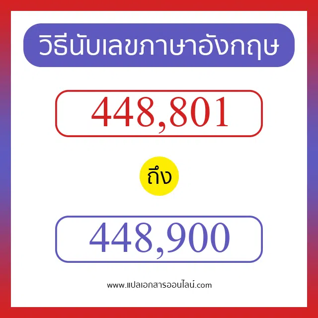 วิธีนับตัวเลขภาษาอังกฤษ 448801 ถึง 448900 เอาไว้คุยกับชาวต่างชาติ
