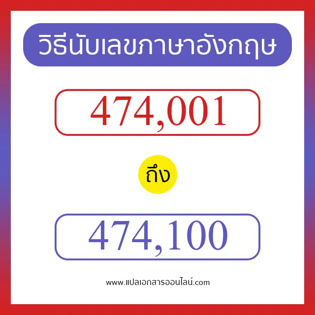 วิธีนับตัวเลขภาษาอังกฤษ 474001 ถึง 474100 เอาไว้คุยกับชาวต่างชาติ