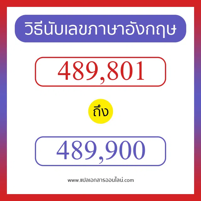 วิธีนับตัวเลขภาษาอังกฤษ 489801 ถึง 489900 เอาไว้คุยกับชาวต่างชาติ