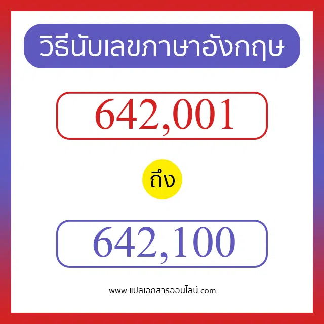 วิธีนับตัวเลขภาษาอังกฤษ 642001 ถึง 642100 เอาไว้คุยกับชาวต่างชาติ