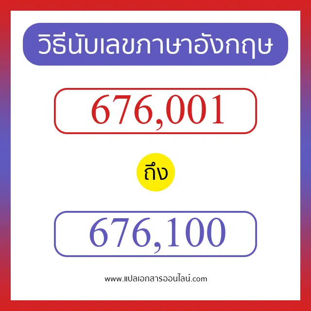 วิธีนับตัวเลขภาษาอังกฤษ 676001 ถึง 676100 เอาไว้คุยกับชาวต่างชาติ
