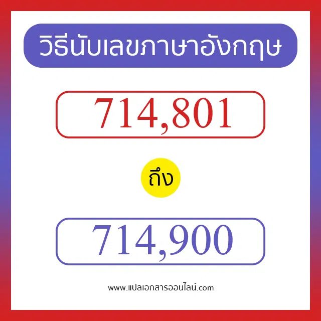 วิธีนับตัวเลขภาษาอังกฤษ 714801 ถึง 714900 เอาไว้คุยกับชาวต่างชาติ