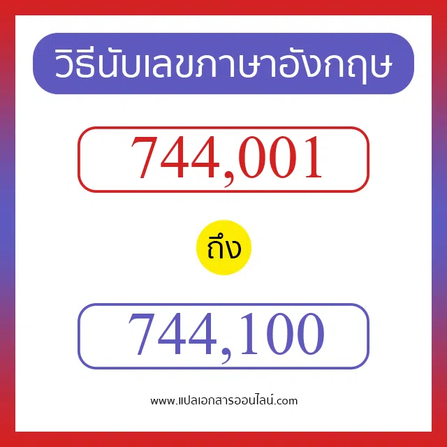 วิธีนับตัวเลขภาษาอังกฤษ 744001 ถึง 744100 เอาไว้คุยกับชาวต่างชาติ
