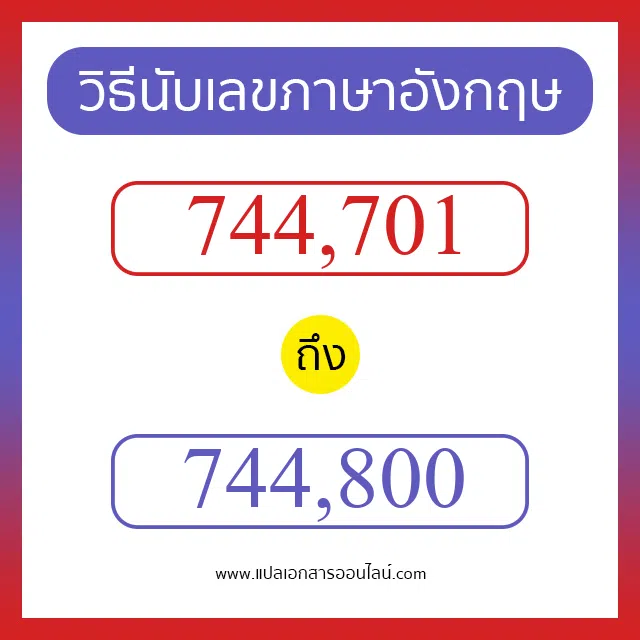 วิธีนับตัวเลขภาษาอังกฤษ 744701 ถึง 744800 เอาไว้คุยกับชาวต่างชาติ