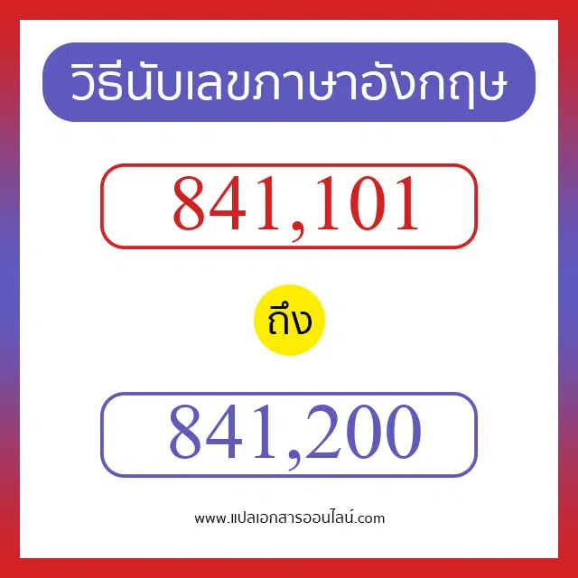 วิธีนับตัวเลขภาษาอังกฤษ 841101 ถึง 841200 เอาไว้คุยกับชาวต่างชาติ