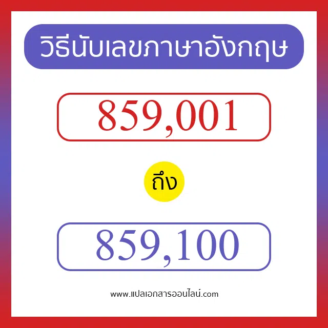 วิธีนับตัวเลขภาษาอังกฤษ 859001 ถึง 859100 เอาไว้คุยกับชาวต่างชาติ