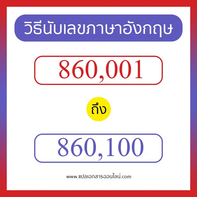 วิธีนับตัวเลขภาษาอังกฤษ 860001 ถึง 860100 เอาไว้คุยกับชาวต่างชาติ