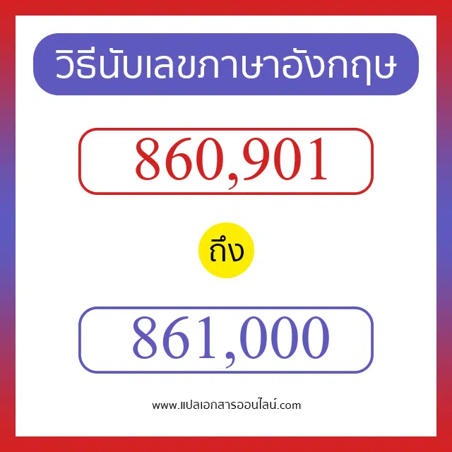 วิธีนับตัวเลขภาษาอังกฤษ 860901 ถึง 861000 เอาไว้คุยกับชาวต่างชาติ