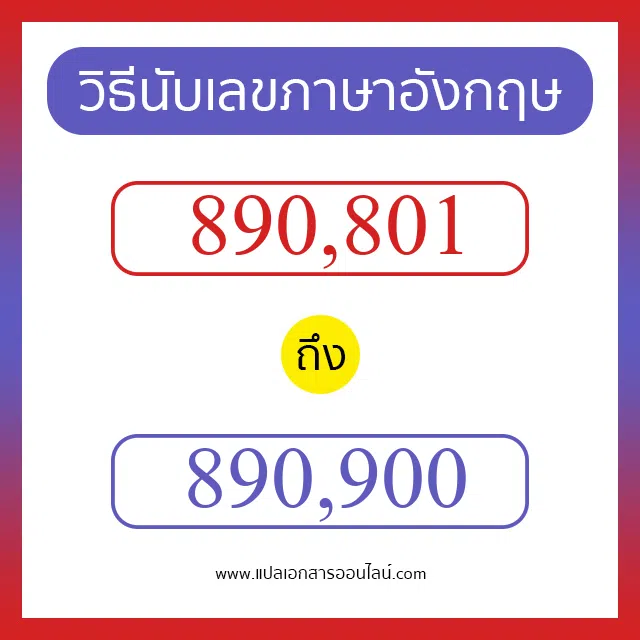 วิธีนับตัวเลขภาษาอังกฤษ 890801 ถึง 890900 เอาไว้คุยกับชาวต่างชาติ
